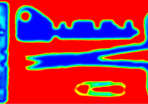 TOPTICA AG - Imaging of objects concealed in a paper envelope, at a fixed frequency of 450 GHz. 
M. Yahyapour et al., IEEE Transact. Terahertz Science Technol. 6:5 (2016) 670.
